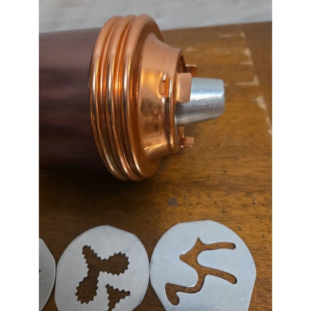 Mirro Aluminum Copper Vintage Cookie Press w/ 1 Tip & 11 Discs 1960s Vintage
